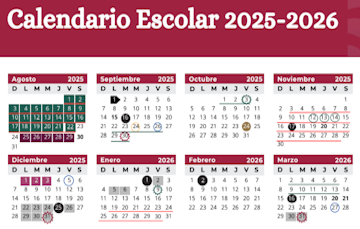 Calendario Escolar DGCFT 2025-2026