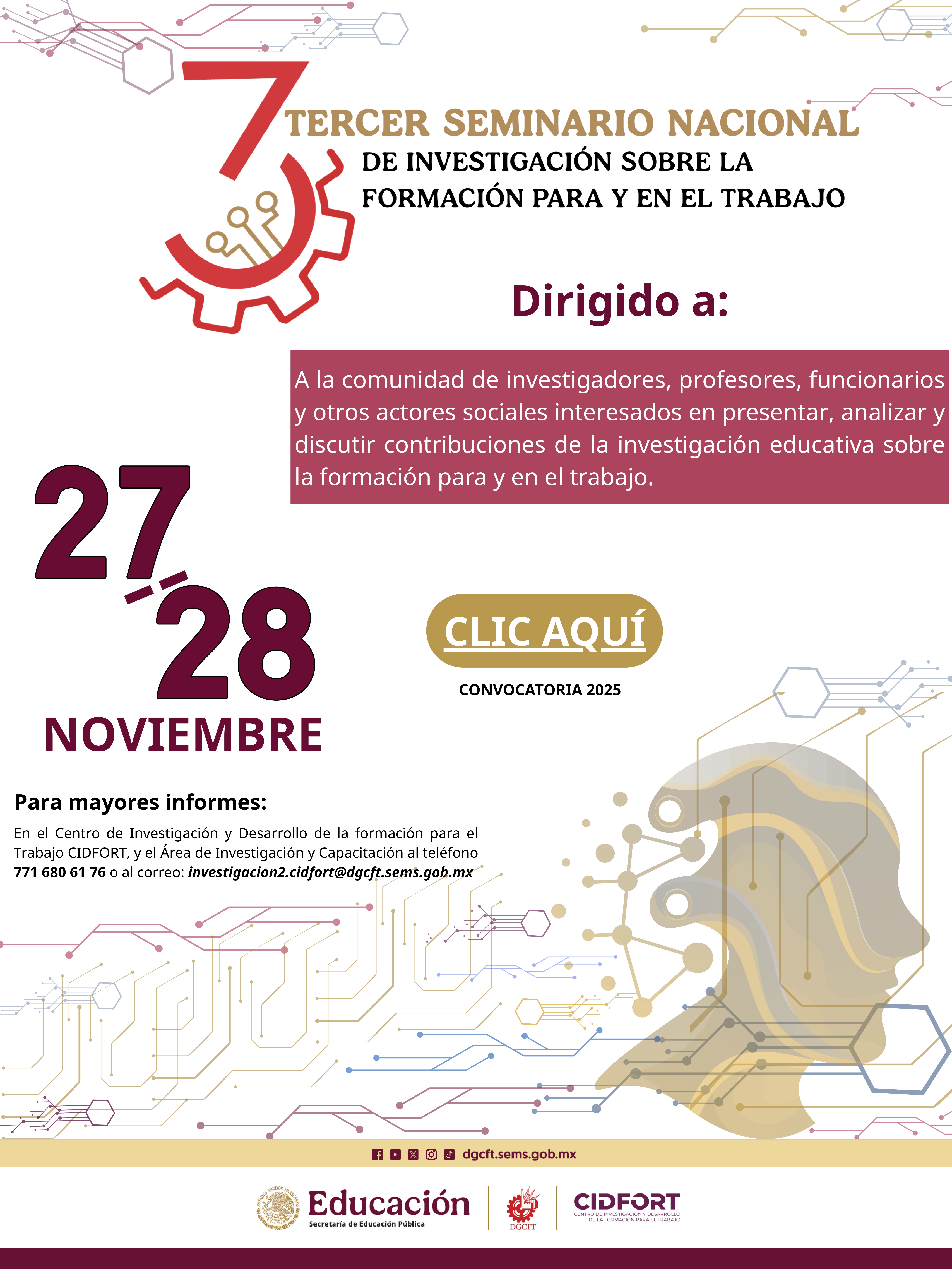 Invitación al 3er. Seminario Nacional de Investigación sobre la Formación para y en el Trabajo