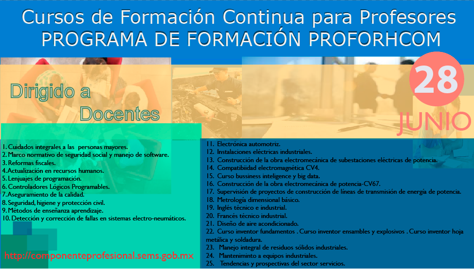 Cursos de Formación Continua para Profesores PROGRAMA DE FORMACIÓN PROFORHCOM